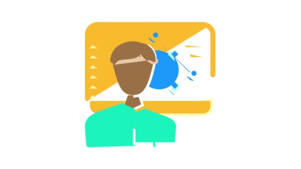 Ontwerper werknemer kleur pictogram animatie — Stockvideo