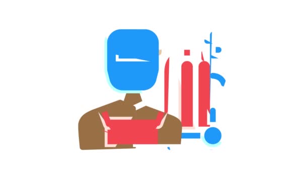 Welder worker color icon animation — Stock Video