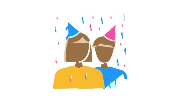 Gości urodziny kolor ikona animacja — Wideo stockowe
