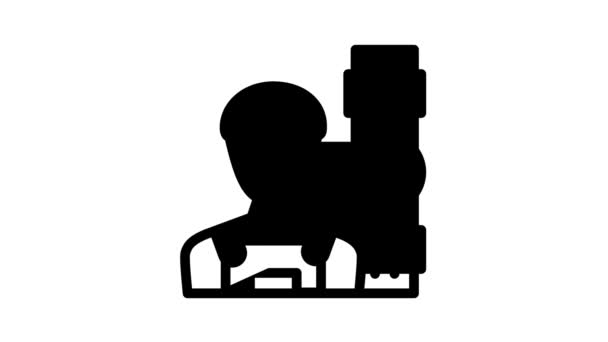 Loodgieter werknemer zwart pictogram animatie — Stockvideo
