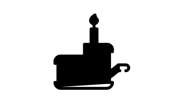 Tårta födelsedag dessert svart ikon animation — Stockvideo