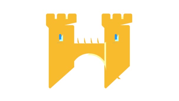 Brug tussen kasteel torens kleur pictogram animatie — Stockvideo