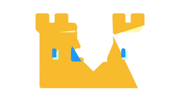 Parede destruída de animação ícone de cor do castelo — Vídeo de Stock
