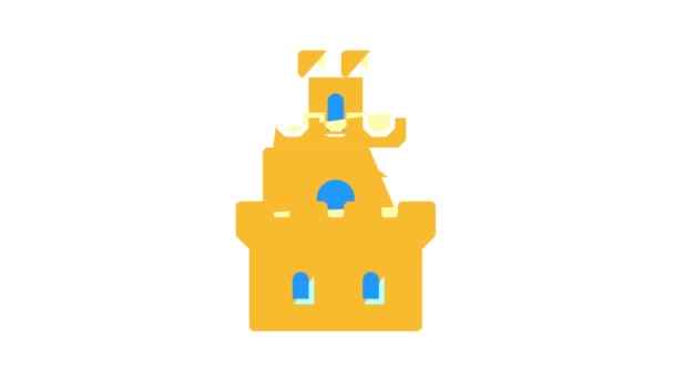 Torn byggnad av vintage slott färg ikon animation — Stockvideo