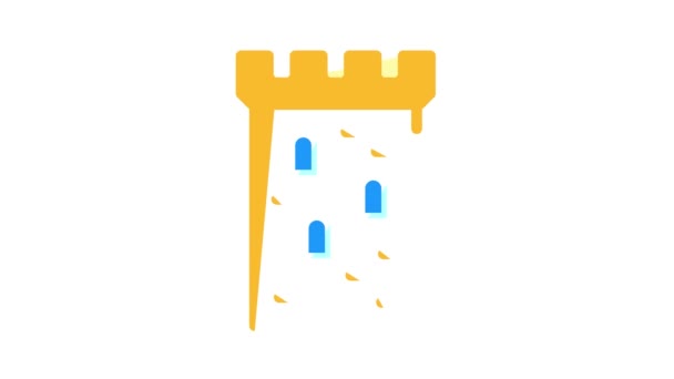 Torn av antika slott färg ikon animation — Stockvideo