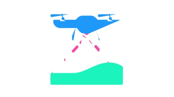 Drone arrastrando la animación icono de color del suelo — Vídeos de Stock