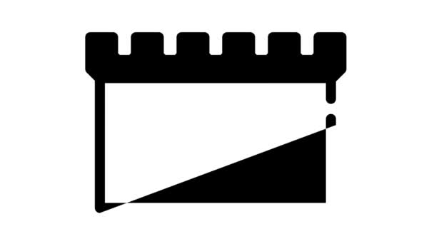 Muro di pietra con finestre icona animazione nera — Video Stock