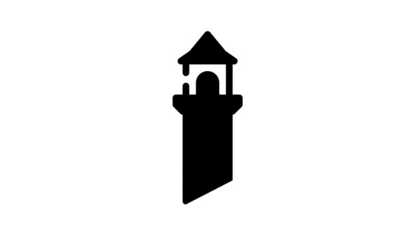 Torre de vigia animação ícone preto — Vídeo de Stock