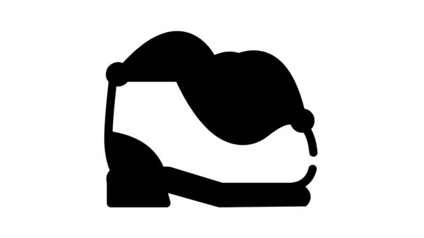 Bota de palhaço e chapéu animação ícone preto — Vídeo de Stock