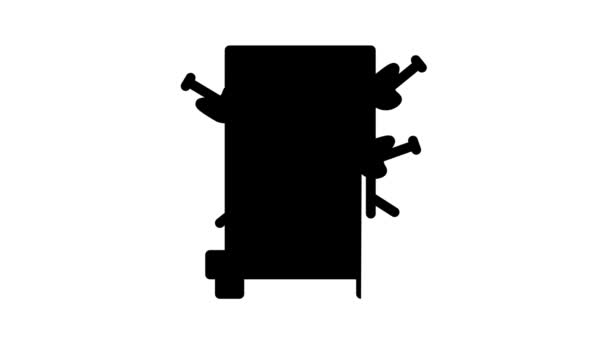 Caja mágica con espadas animación icono negro — Vídeo de stock