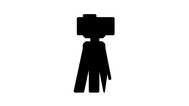Theodolite, dispositivo di proiezione verticale animazione icona nera — Video Stock