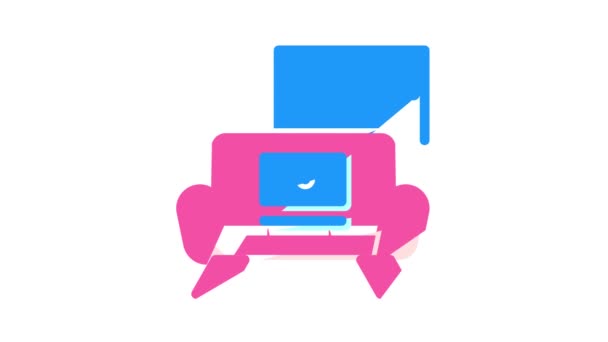 Trabalhando na animação ícone de cor do sofá — Vídeo de Stock