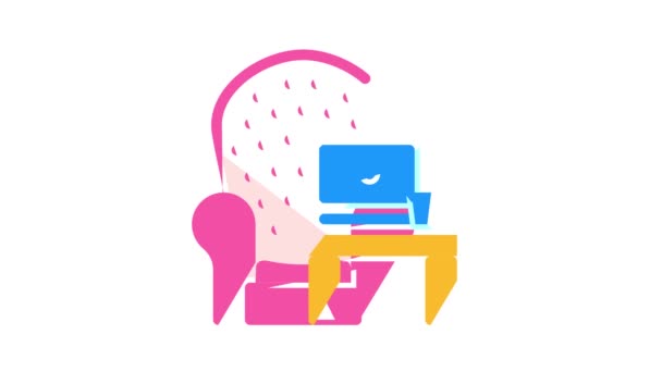 Travailler sur l'animation icône couleur fauteuil à la maison — Video