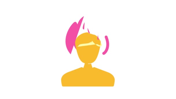 Spalanie głowy stres kolor ikona animacja — Wideo stockowe