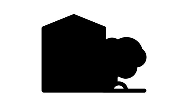 Haus Gebäude schwarze Ikone Animation — Stockvideo