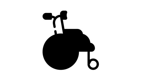 患者用の車椅子ブラックアイコンアニメーション — ストック動画