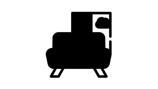 Trabalhando no sofá animação ícone preto — Vídeo de Stock