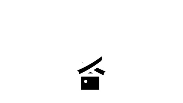 Mão com símbolo de fita ajuda hiv glifo ícone animação — Vídeo de Stock