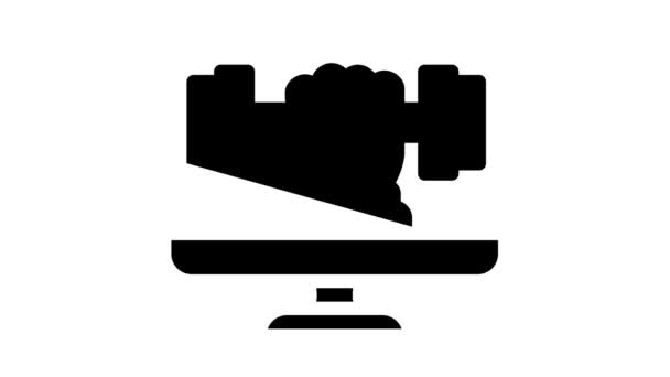 Online lichamelijke opvoeding glyph pictogram animatie — Stockvideo