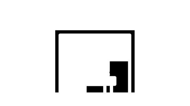 Bureau dans le garage glyphe icône animation — Video