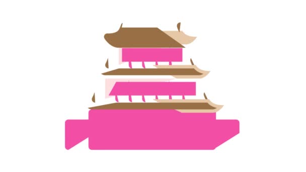 Puning temple, china color icon animation — Stock Video