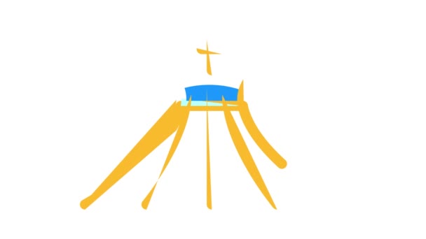 祝福された聖母マリア大聖堂、ブラジルのカラーアイコンアニメーション — ストック動画