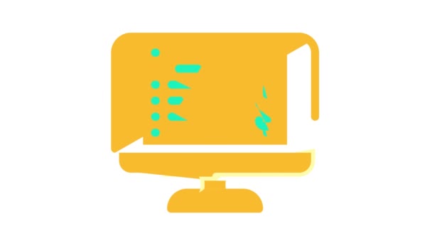 Monitor com cheque, ícone de cor de recibo de pagamento animação — Vídeo de Stock