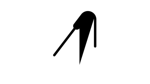 Termometr kuchenny czarna ikona animacja — Wideo stockowe