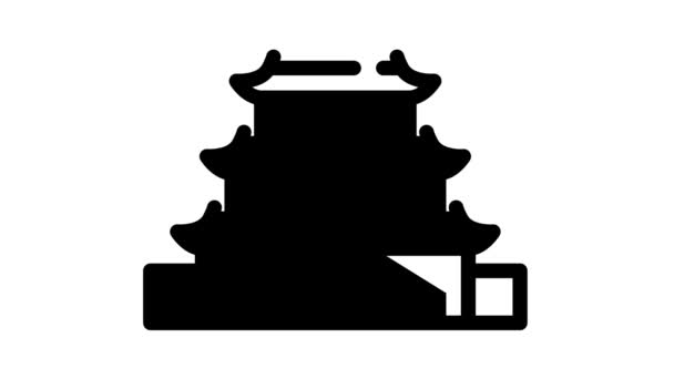 Puning templo, china animación icono negro — Vídeos de Stock