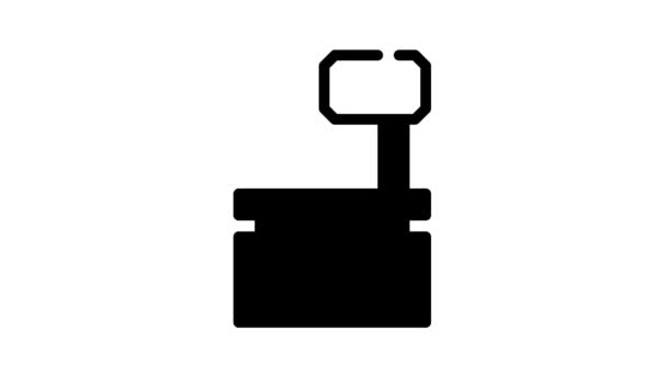 Libra balanças loja de equipamentos ícone preto animação — Vídeo de Stock