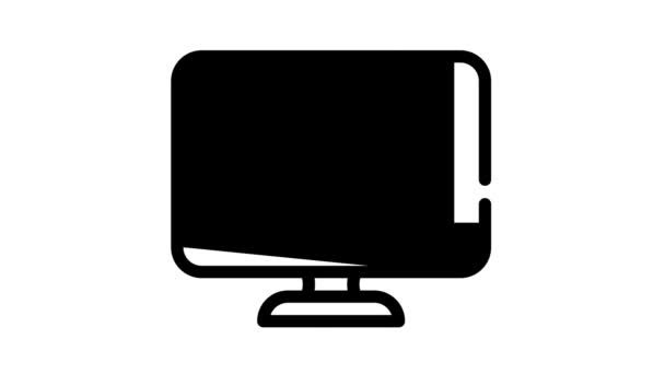 Monitor com cheque, recibo de pagamento ícone preto animação — Vídeo de Stock