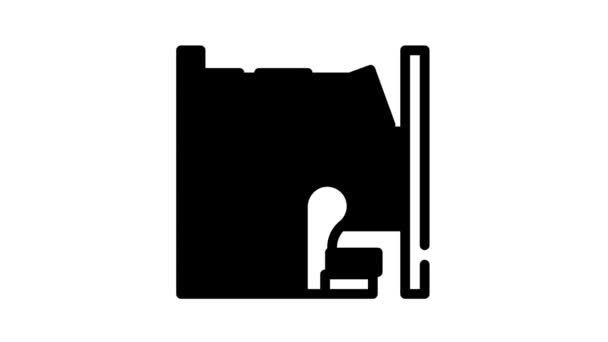 Sillón biblioteca habitación muebles negro icono de animación — Vídeo de stock