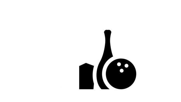 Bowling-Spiel Glyphen-Ikone Animation — Stockvideo