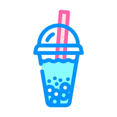 kabarcık çay rengi ikon vektörü. Köpüklü çay işareti. izole edilmiş sembol çizimi