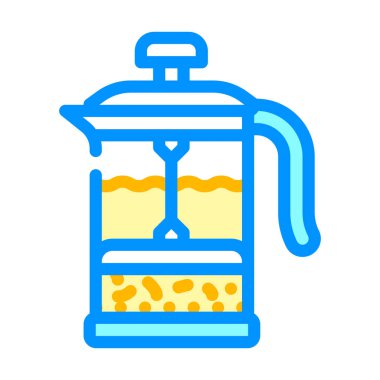 Çaydanlık rengi ikon vektörüne basın. Çaydanlık baskı işareti. izole edilmiş sembol çizimi