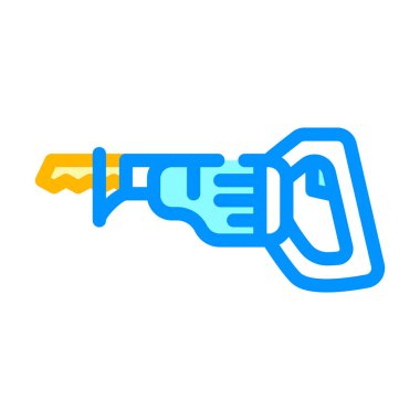 Testere aracı renk simgesi vektörü karşılanıyor. Karşılıklı testere aracı işareti. izole edilmiş sembol çizimi