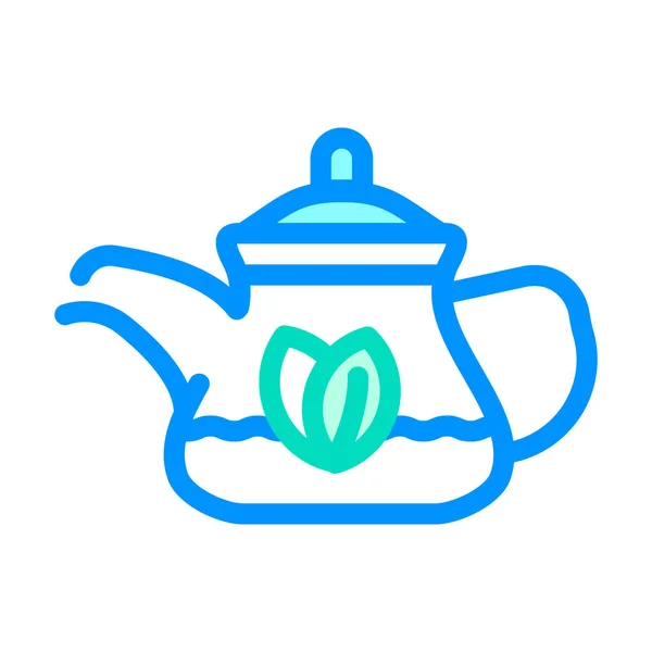 Зеленый Чай Чайник Цвет Иконки Вектор Зеленый Чай Знак Чайник — стоковый вектор