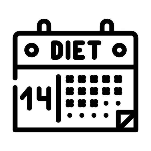 Vektor Dietní Linie Kalendáře Kalendář Diety Izolovaný Obrys Symbol Černá — Stockový vektor