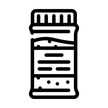 Granüle çay şişesi çizgisi ikonu vektörü. granüle çay şişesi işareti. izole edilmiş çizgi simgesi siyah illüstrasyon