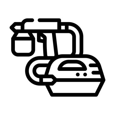 Sprey tabanca çizgisi ikon vektörü. Sprey tabanca işareti. izole edilmiş çizgi simgesi siyah illüstrasyon