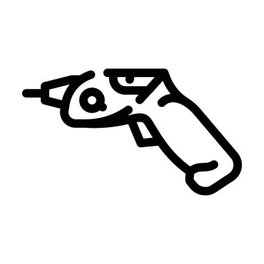 elektrikli tornavida araç çizgisi simgesi vektörü. Elektrikli tornavida alet levhası. izole edilmiş çizgi simgesi siyah illüstrasyon