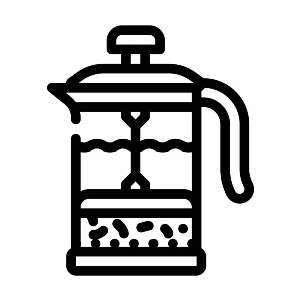 Вектор Піктограми Чайника Прес Лінії Вивіска Преси Чайника Ізольований Символ — стоковий вектор