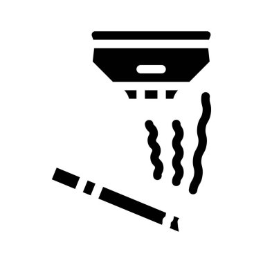 Dumanlı sensör sembol vektörü. Duman sensörü işareti. izole edilmiş çizgi simgesi siyah illüstrasyon