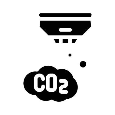 CO2 sensör sembol vektörü. Karbondioksit sensörü işareti. izole edilmiş çizgi simgesi siyah illüstrasyon
