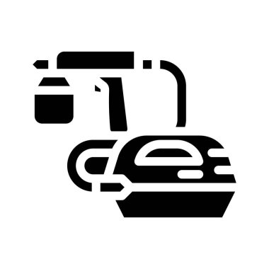 Sprey tabanca sembolü vektörü. Sprey tabanca işareti. izole edilmiş çizgi simgesi siyah illüstrasyon