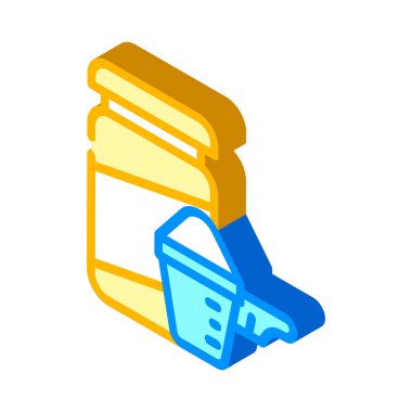 Protein takviyesi izometrik ikon vektörü. Protein takviye işareti. izole edilmiş sembol çizimi