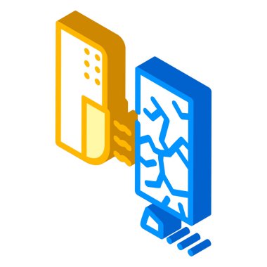 Cam kırma sensörü izometrik ikon vektörü. Cam kırma sensörü işareti. izole edilmiş sembol çizimi