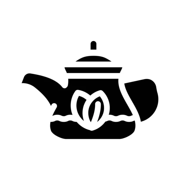 Çaydanlık Sembolü Vektöründe Yeşil Çay Çaydanlık Işaretinde Yeşil Çay Izole — Stok Vektör
