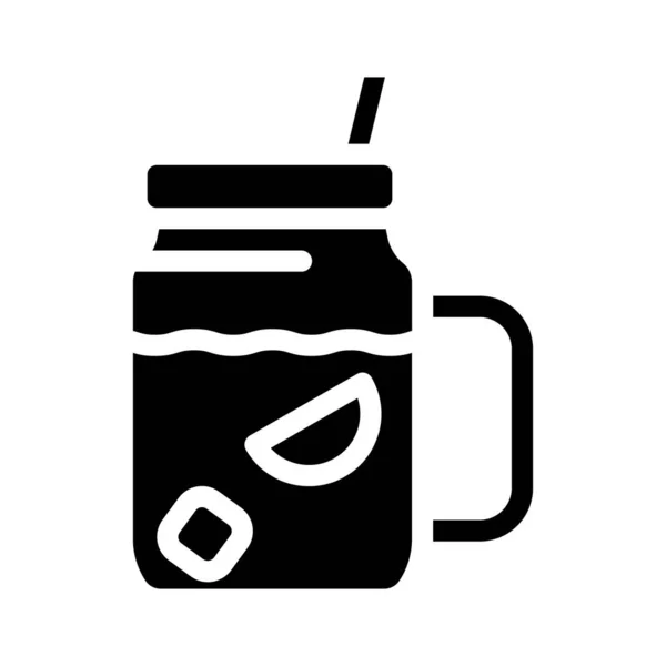 冰茶图标矢量 冷茶标志 孤立的等高线符号黑色插图 — 图库矢量图片