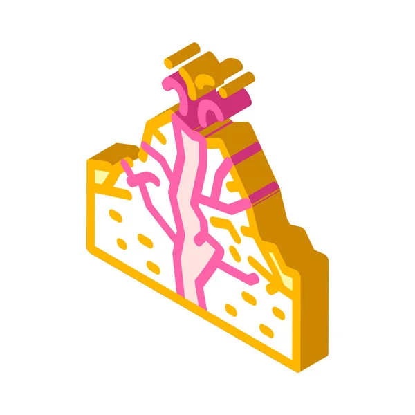 Stratovulkan Berg Isometrischen Symbolvektor Stratovulkan Bergzeichen Isolierte Symbolillustration — Stockvektor